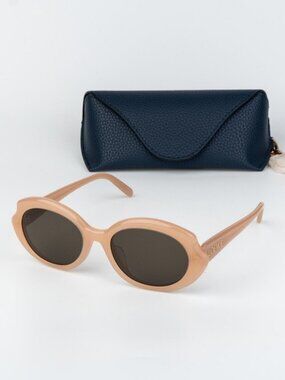 Loewe Women Sunglasses Nude Pink Brown Oval LW40147F 72E NEW AUTHENTIC